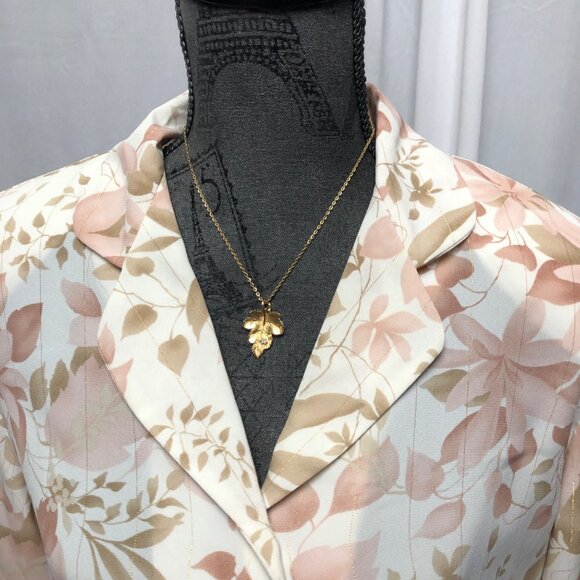 Alfred Dunner Blouse Womens Sz 10 Cream Mauve Brown Gold Button Up Floral Shirt - Picture 2 of 7